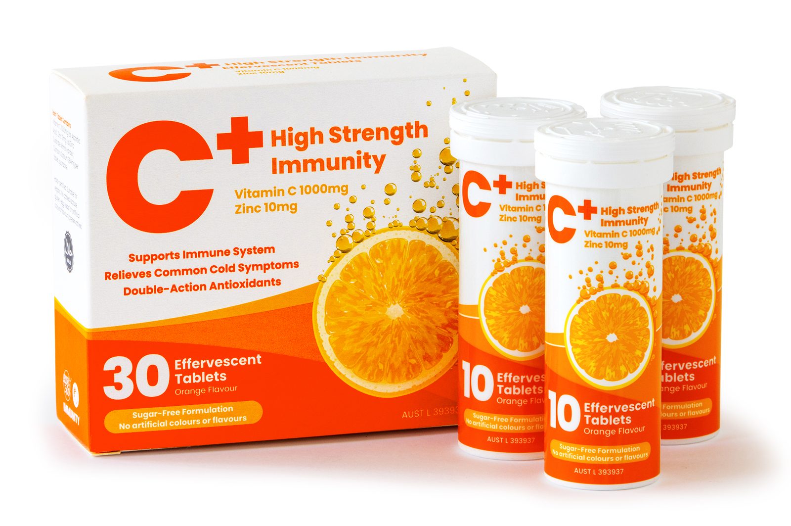AWS360 C+ High Strength Immunity Effervescent Tablets, 30-tablet box with 10-tablet tubes